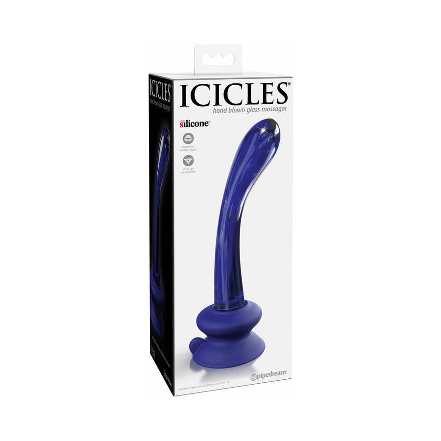 Icicles No. 89 - Glass Suction Cup G-spot Wand - Blue