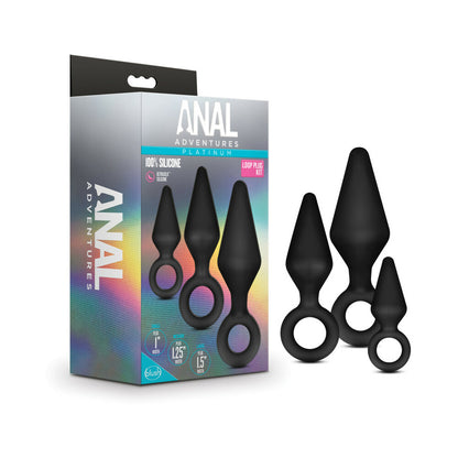 Blush Anal Adventures Platinum Silicone Loop Plug Kit - Black