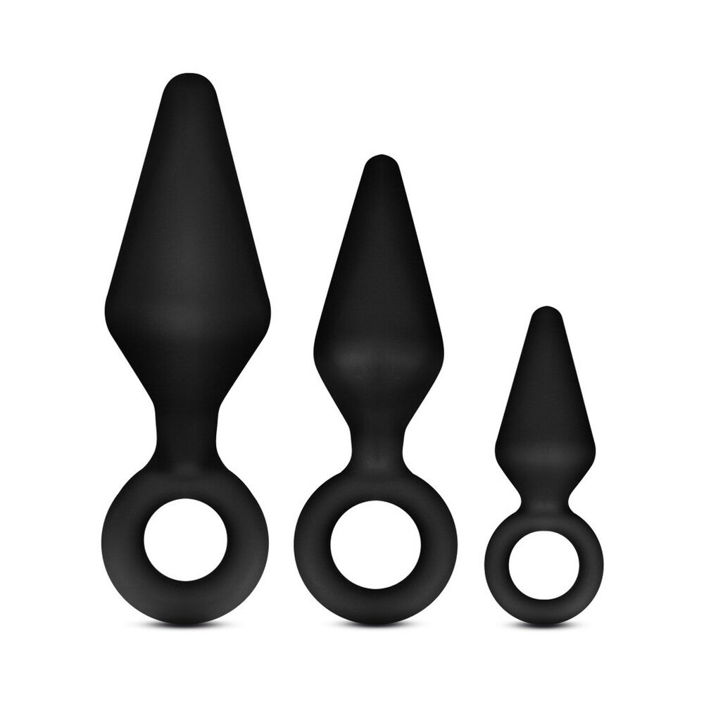 Blush Anal Adventures Platinum Silicone Loop Plug Kit - Black