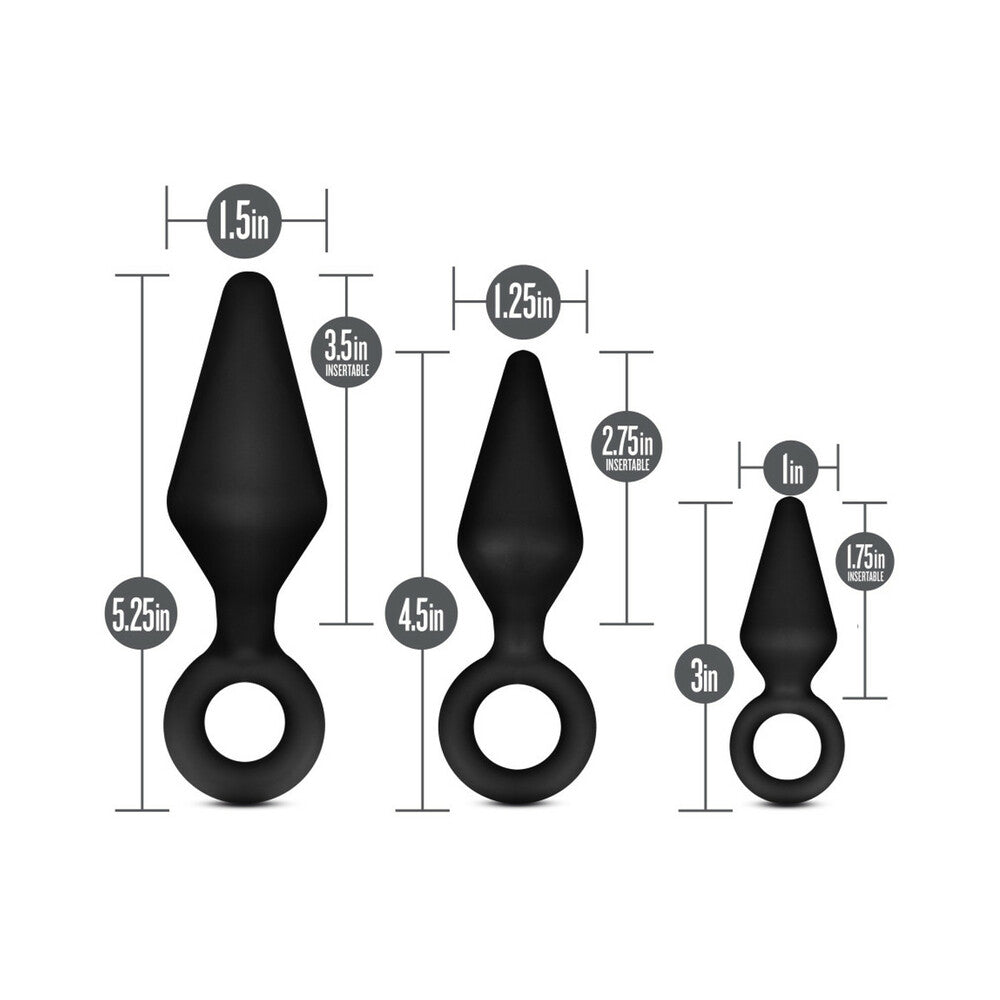 Blush Anal Adventures Platinum Silicone Loop Plug Kit - Black