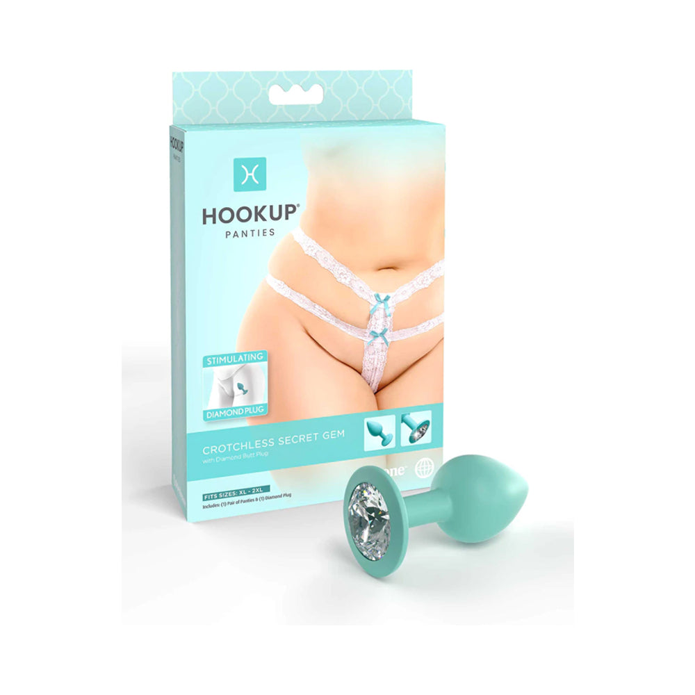 Hookup Crotchless Secret Gem White Fits Size Xl-Xxl