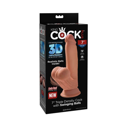 King Cock Plus 7 In. Triple Density Cock With Swinging Balls Tan