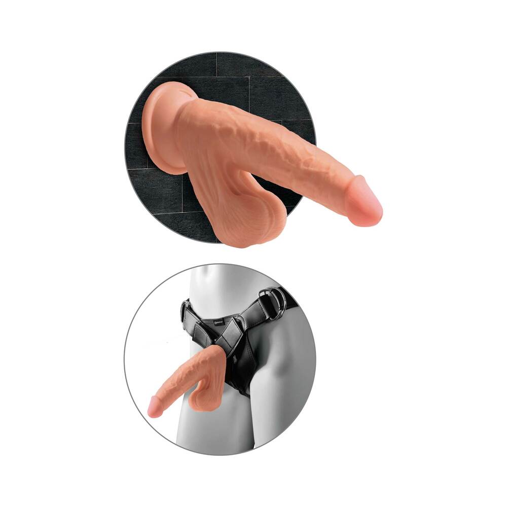 King Cock Plus 7 In. Triple Density Cock With Swinging Balls Tan