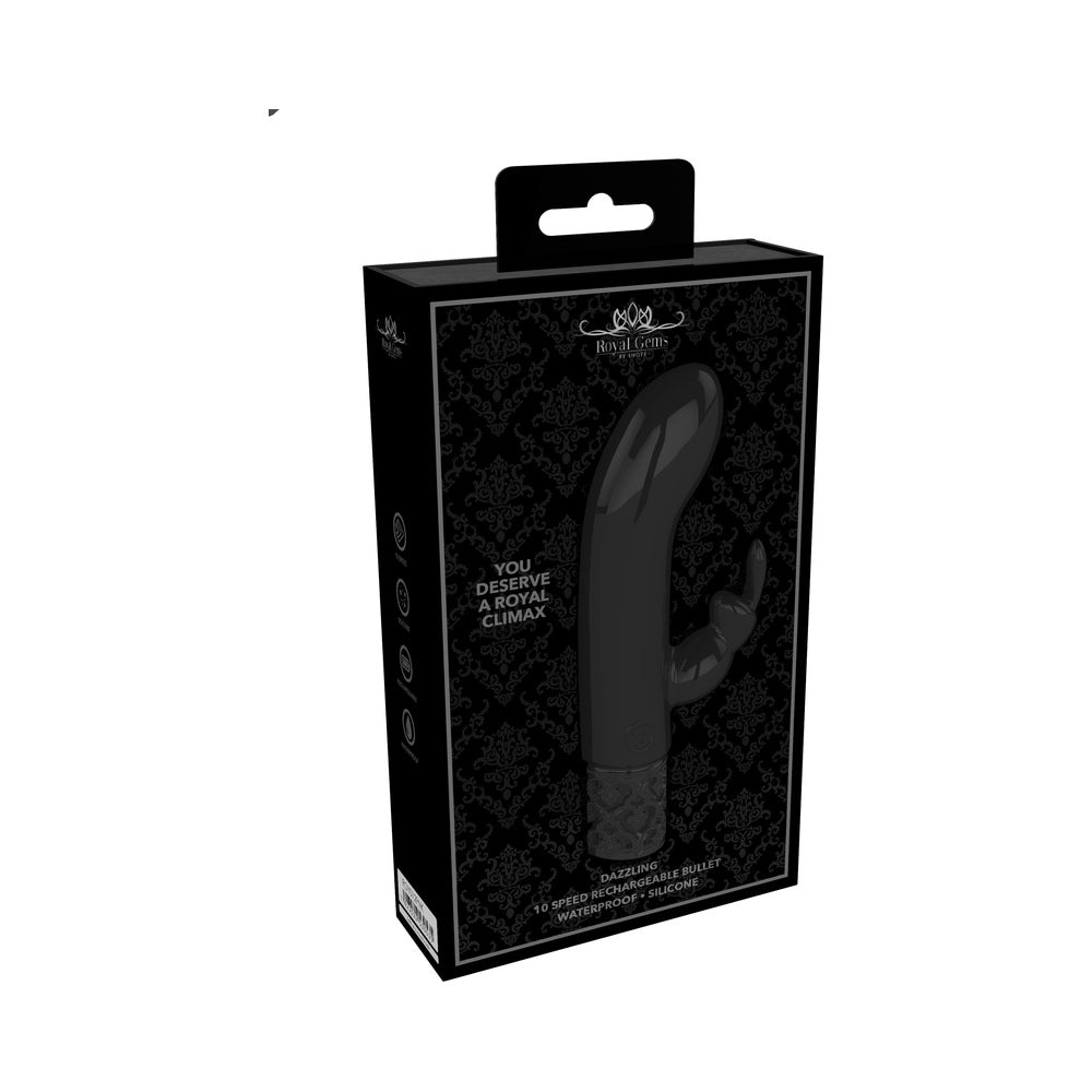 Royal Gems - Dazzling - Silicone Rechargeable Bullet - Black