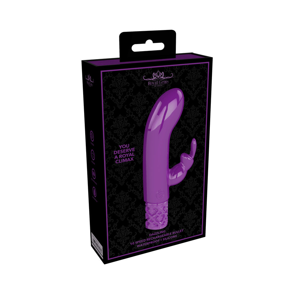 Royal Gems - Dazzling - Silicone Rechargeable Bullet - Purple