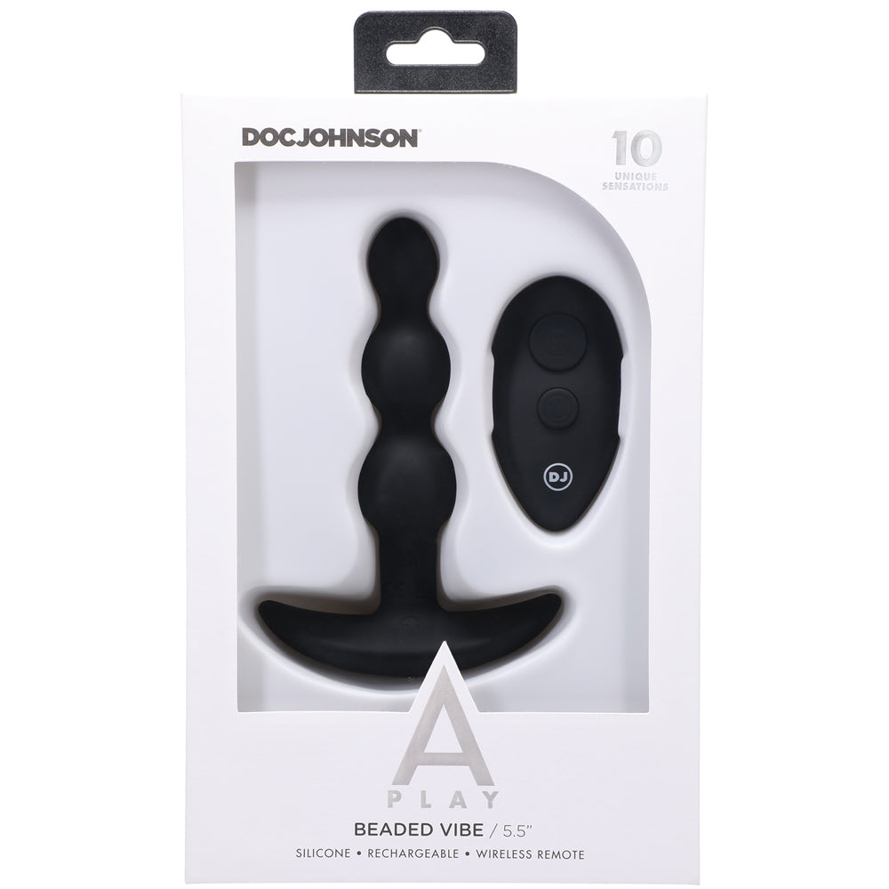 A Play Shaker Rechargeable Silicone Anal Plug W/Remote - Black