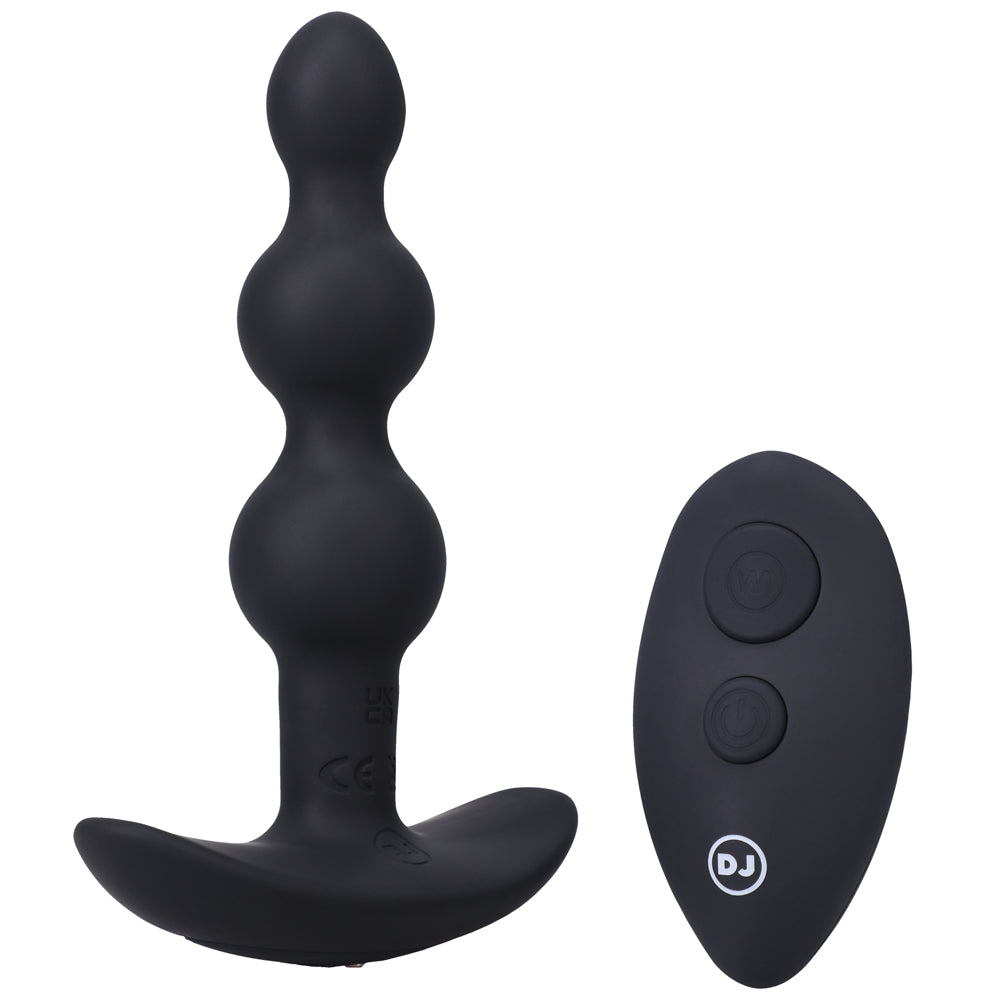 A Play Shaker Rechargeable Silicone Anal Plug W/Remote - Black