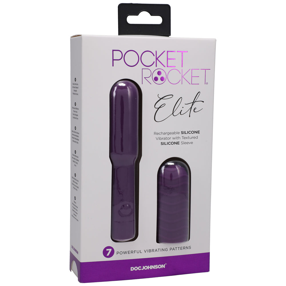 Pocket Rocket Elite Rechargeable Bullet With Removable Sleeve Purple