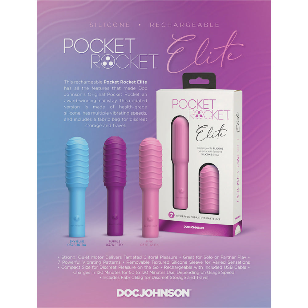 Pocket Rocket Elite Rechargeable Bullet With Removable Sleeve Purple