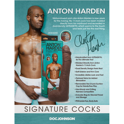 Signature Cocks Anton Harden 11 In. Ultraskyn Cock With Removable Vac-u-lock Suction Cup