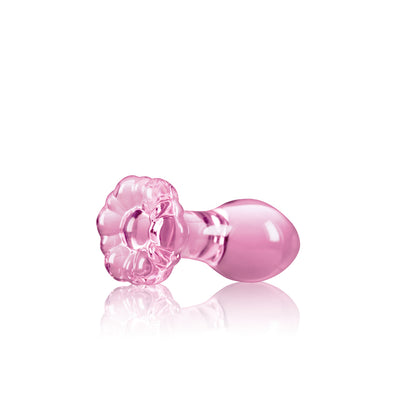 Crystal Flower Glass Anal Plug Pink