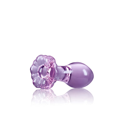 Crystal Flower Glass Anal Plug Purple