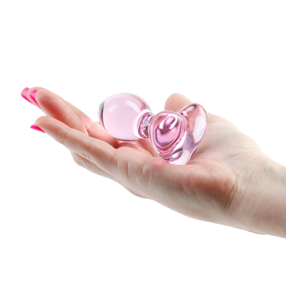 Crystal Heart Glass Anal Plug Pink
