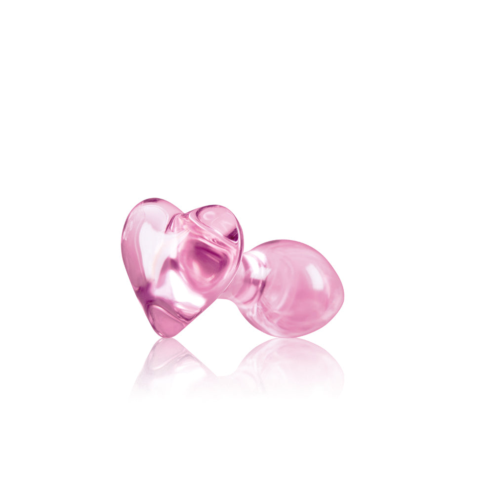 Crystal Heart Glass Anal Plug Pink
