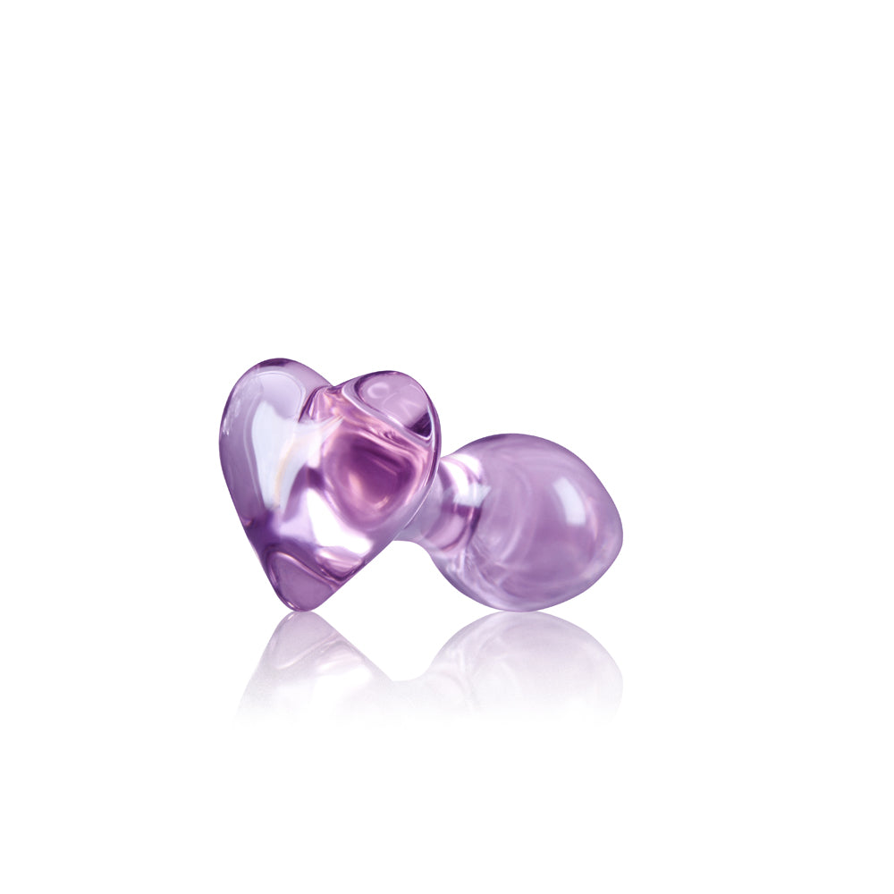 Crystal Heart Glass Anal Plug Purple