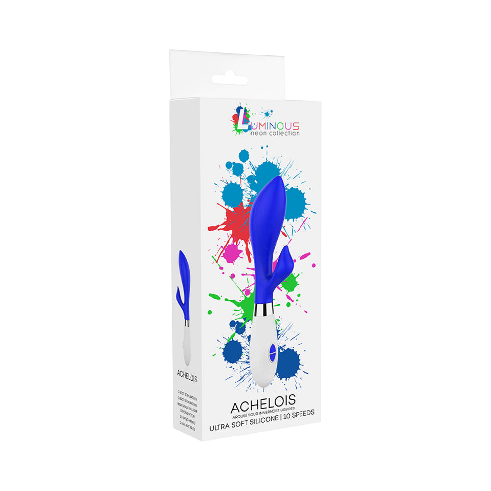Luna Neon Achelois Ultra-Soft Silicone Dual Stimulator Blue