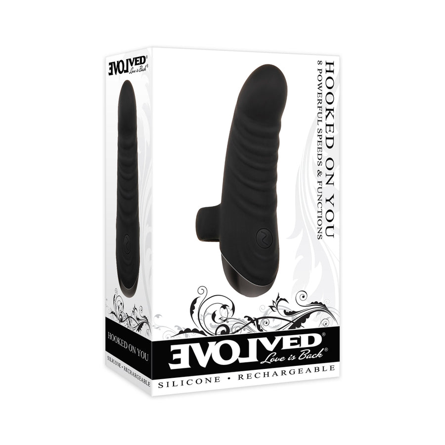 Evolved Hooked on You Curved Finger Vibrator - Black