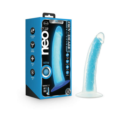 Neo Elite Glow In The Dark 7.5in Dual Density Cock Neon Blue