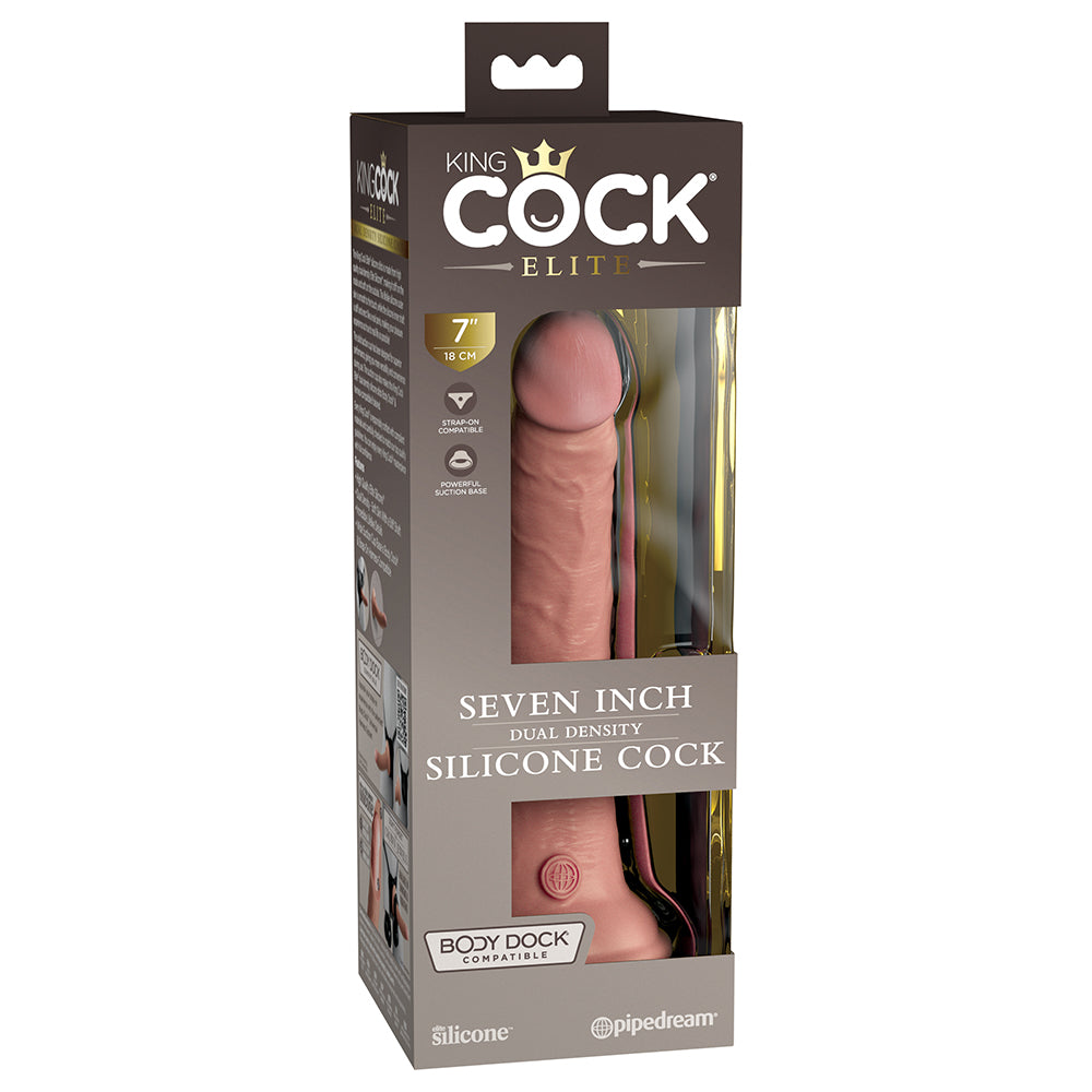 King Cock Elite Silicone Dual-Density 7 inch Realistic Dildo Light