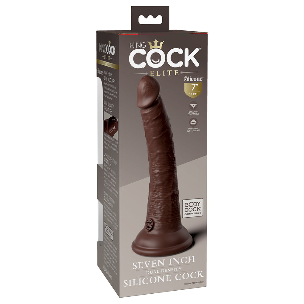 King Cock Elite Silicone Dual-density Cock 7 In. Brown