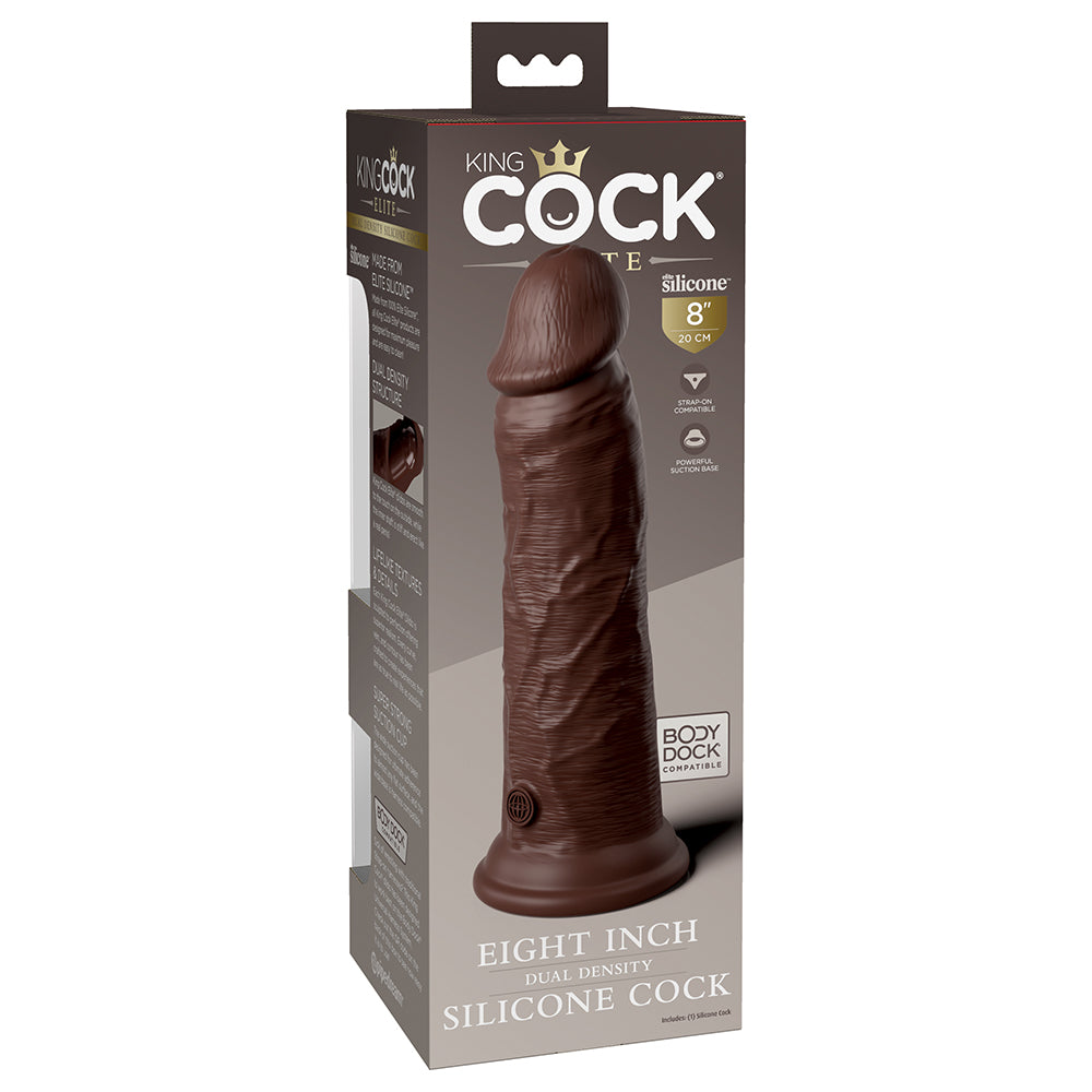 King Cock Elite Silicone Dual-density Cock 8 In. Brown