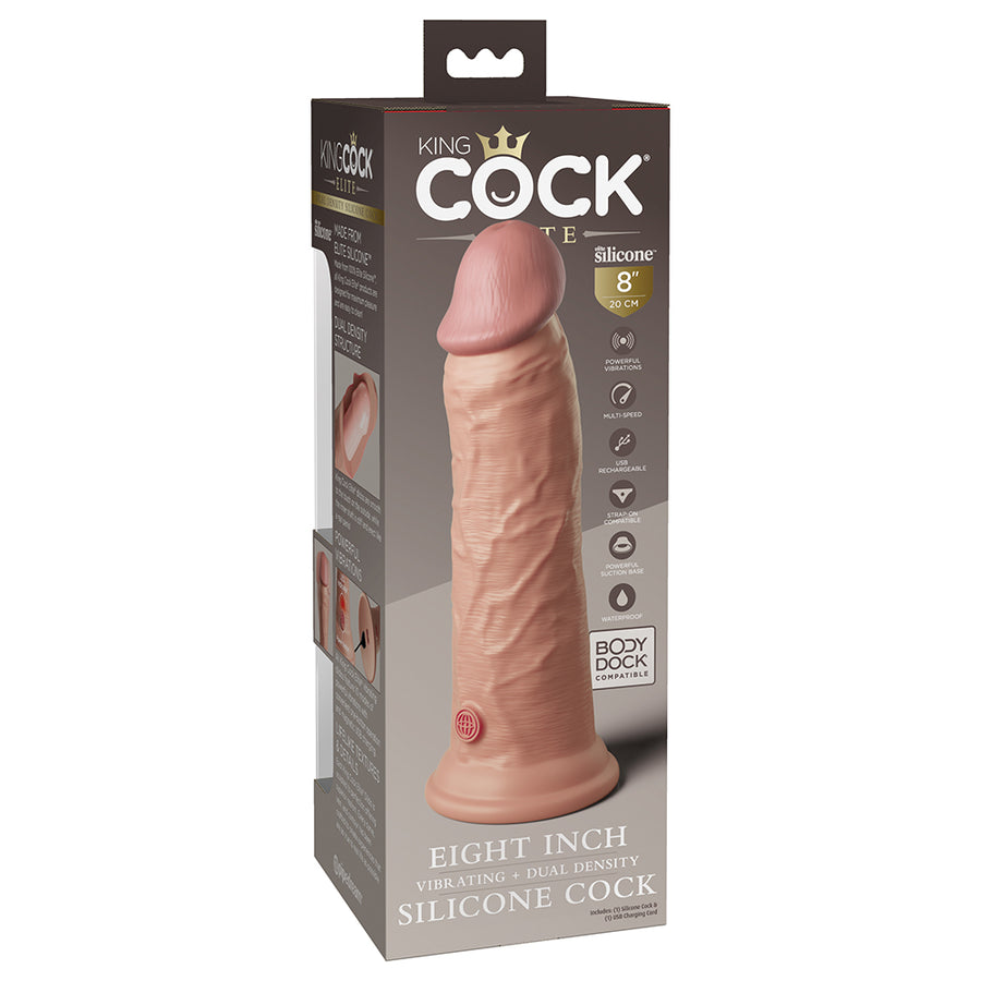King Cock Elite Vibrating Silicone Dual-density Cock 8 In. Light