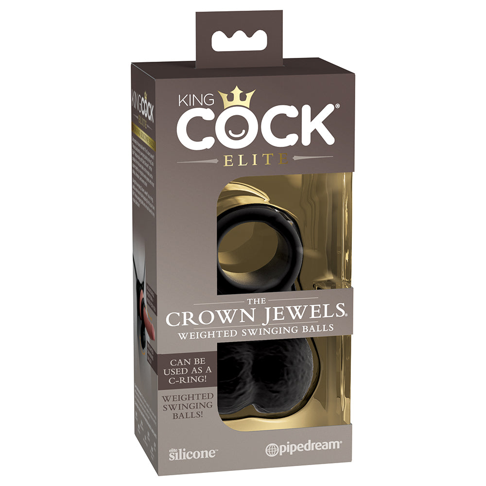 King Cock Elite The Crown Jewels Swinging Balls Weighted C-ring