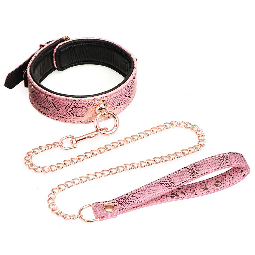 Spartacus Microfiber Collar &amp; Leash Leather Lining Pink