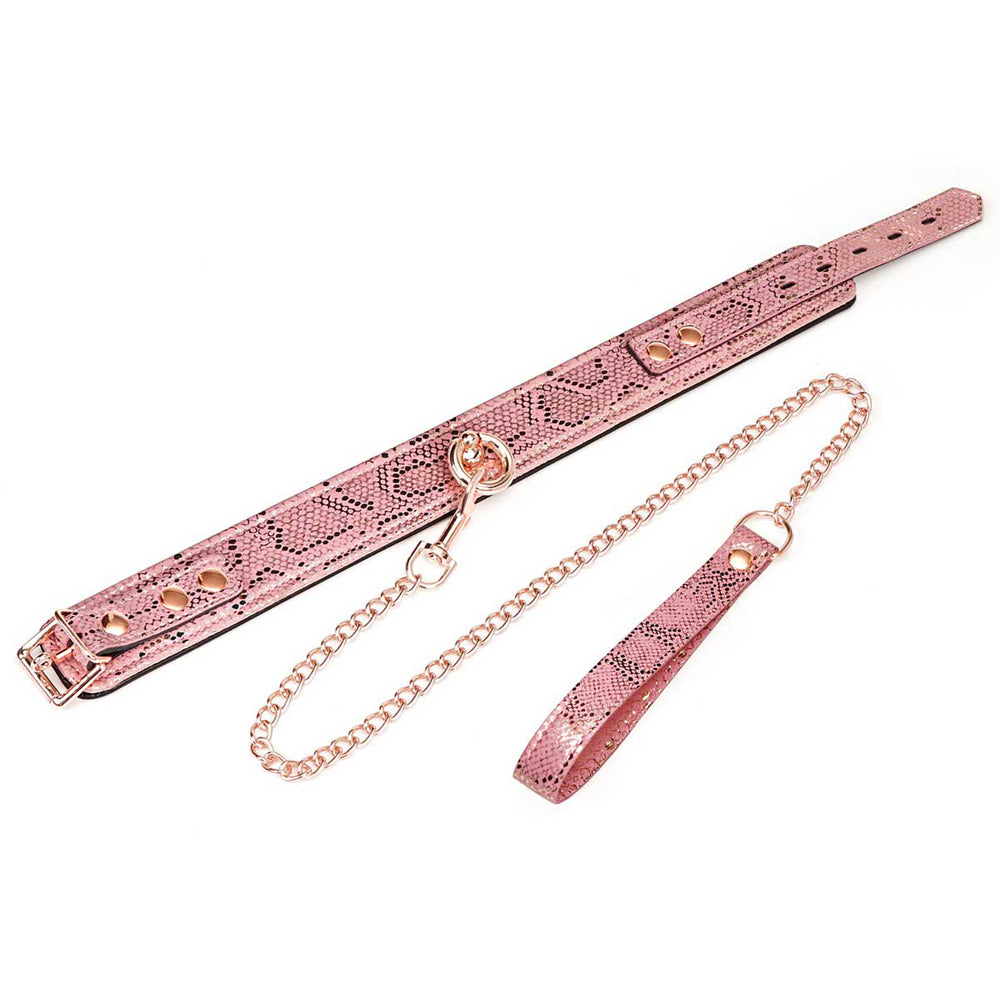 Spartacus Microfiber Collar & Leash Leather Lining Pink