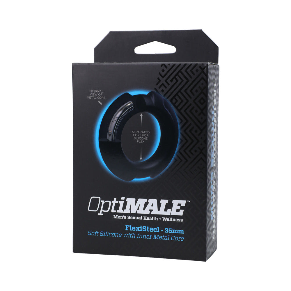 Optimale Flexisteel Silicone, Metal Core Cock Ring 35 Mm Black