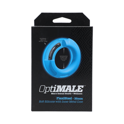Optimale Flexisteel Silicone, Metal Core Cock Ring 35 Mm Blue