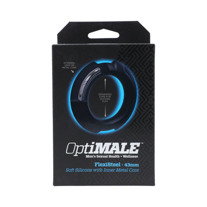 Optimale Flexisteel Silicone, Metal Core Cock Ring 43 Mm Black