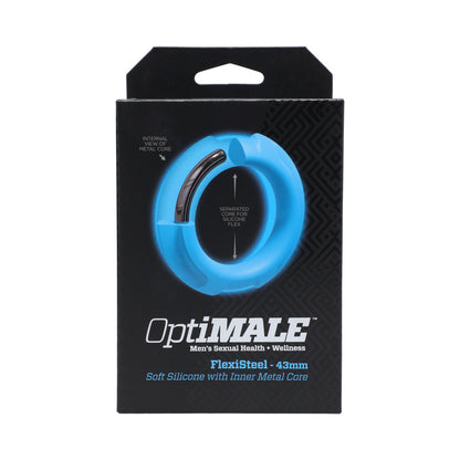 Optimale Flexisteel Silicone, Metal Core Cock Ring 43 Mm Blue