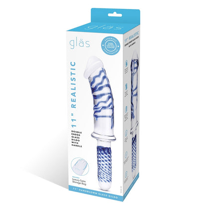 Glas Realistic Double Glass Dildo Handle 11 In.