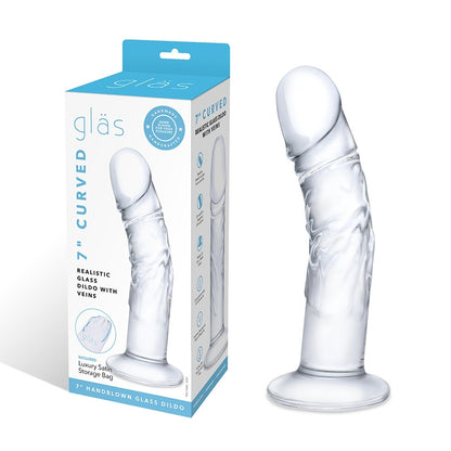 Glas Curved Realistic Glass Dildo With Veins 7 In.