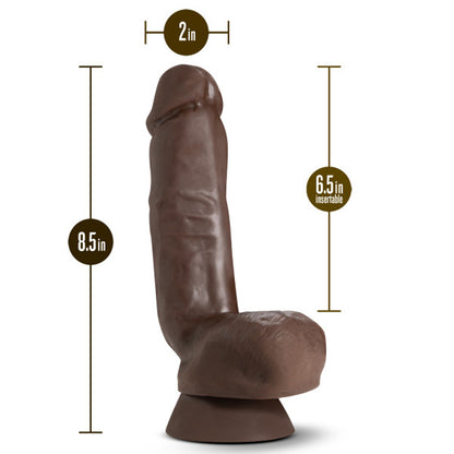 Dr. Skin Plus Thick Posable Dildo With Squeezable Balls 8 In. Chocolate