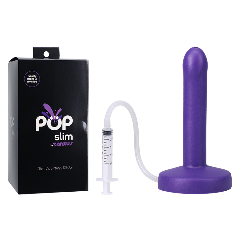 Tantus Pop Slim Squirting Dildo Indiglow