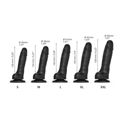 Strap-On-Me Sliding Skin Realistic Dual-Density Dildo Black L