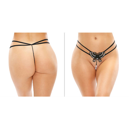 Fantasy Lingerie Bottoms Up Zinnia Sequin Butterfly Strappy Pearl G-String