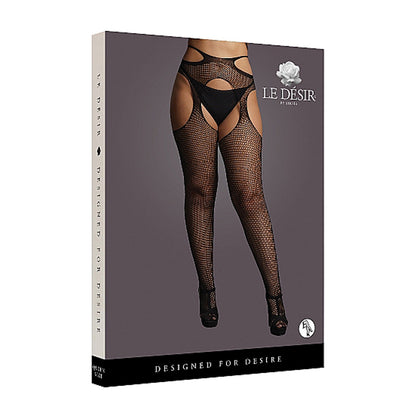 Shots Le Desir Suspender Pantyhose With Strappy Waist Black Queen Size