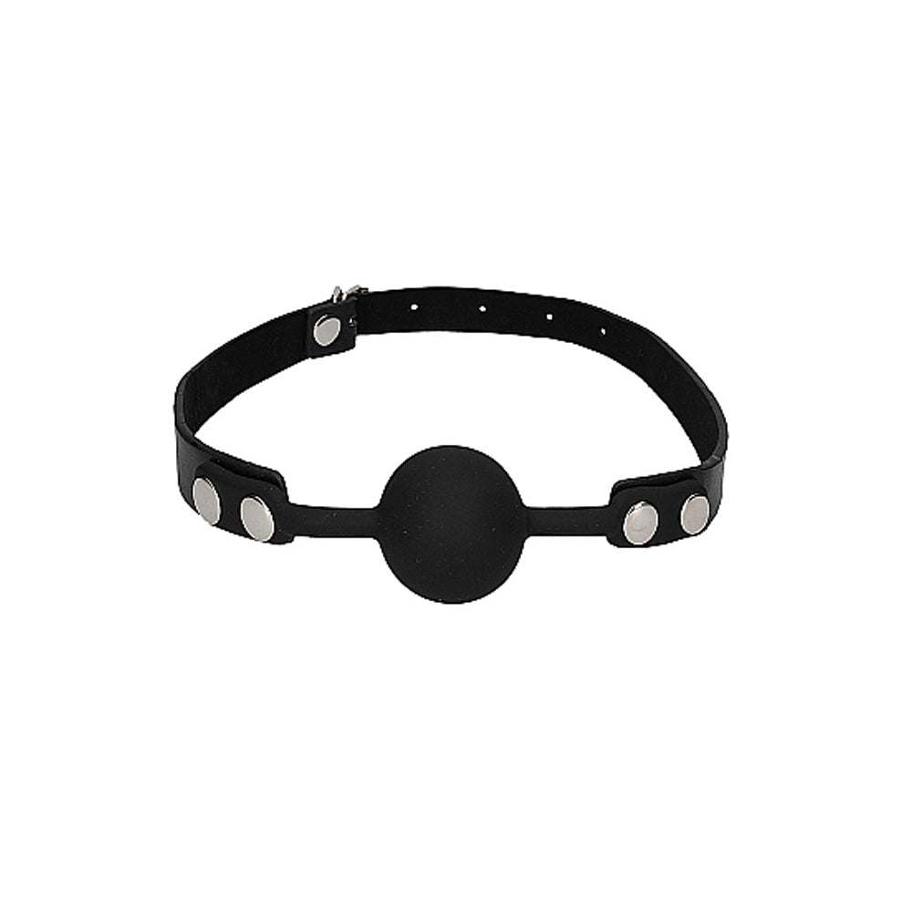 Ouch! Black &amp; White Silicone Ball Gag With Adjustable Bonded Leather Straps Black