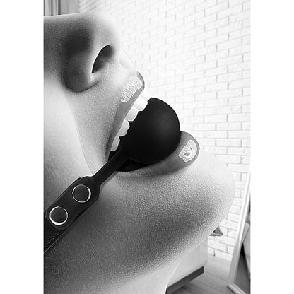 Ouch! Black &amp; White Silicone Ball Gag With Adjustable Bonded Leather Straps Black