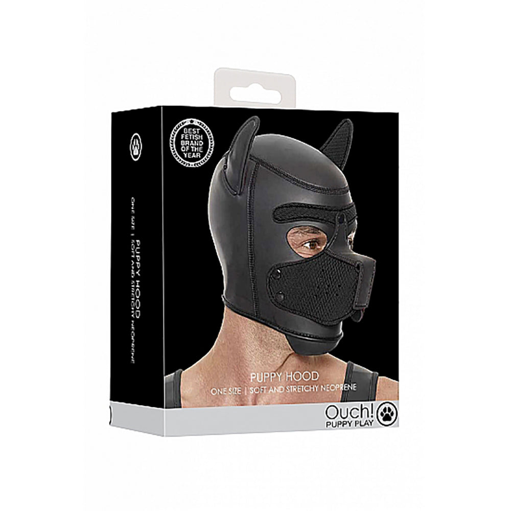 Puppy Play Neoprene Puppy Hood Black