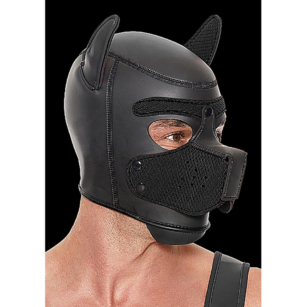 Puppy Play Neoprene Puppy Hood Black