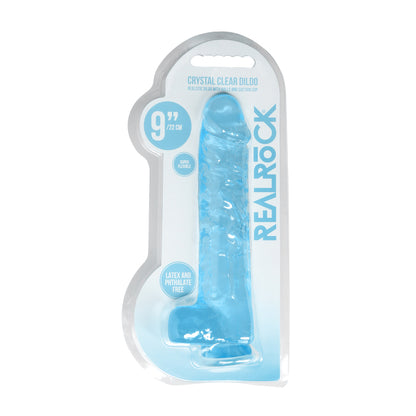 Realrock Crystal Clear Realistic Dildo With Balls 9 In. Blue