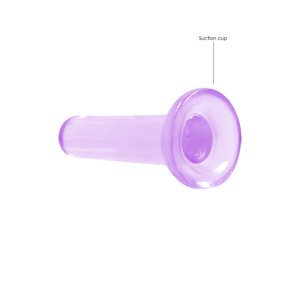 Realrock Crystal Clear Non-Realistic Dildo With Suction Cup 5.3 In. Purple