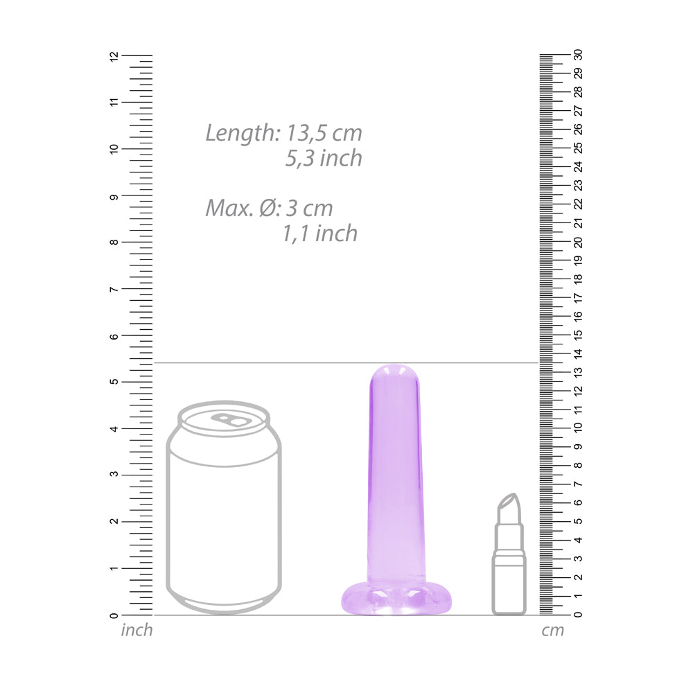 Realrock Crystal Clear Non-Realistic Dildo With Suction Cup 5.3 In. Purple