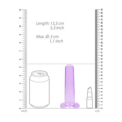 Realrock Crystal Clear Non-Realistic Dildo With Suction Cup 5.3 In. Purple