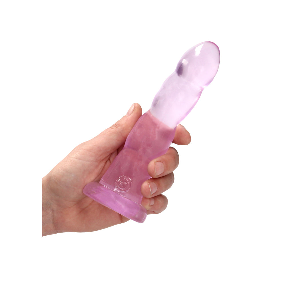 Realrock Crystal Clear Non-Realistic Dildo With Suction Cup 7 In. Pink