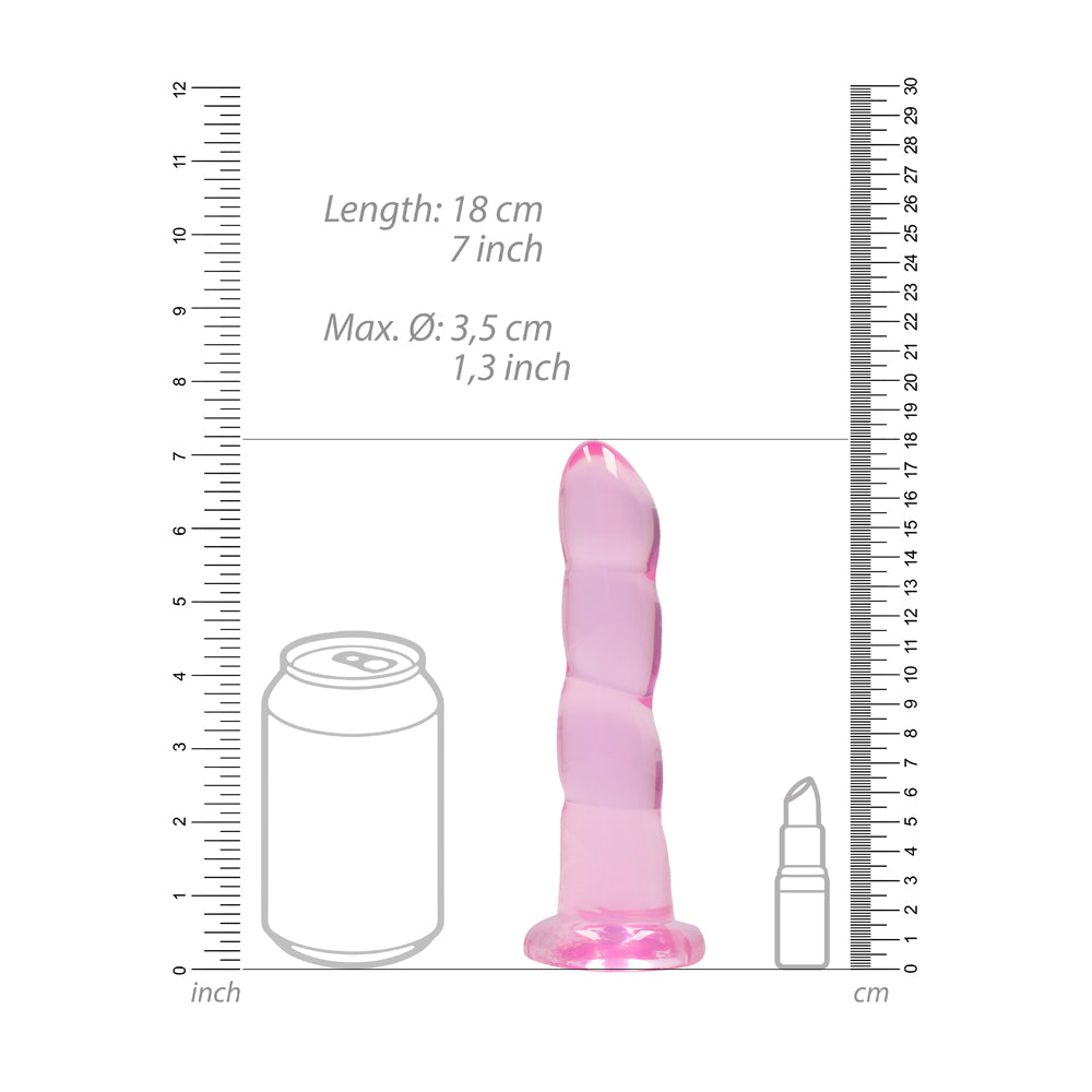 Realrock Crystal Clear Non-Realistic Dildo With Suction Cup 7 In. Pink